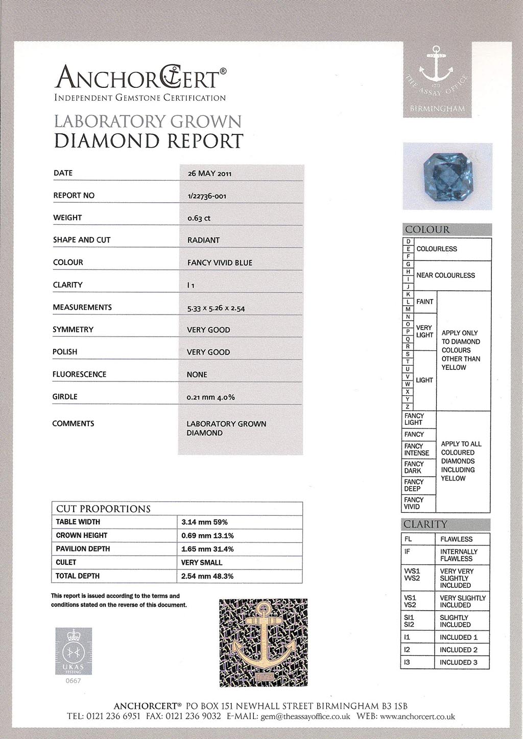Heart In Diamond Certificate -- AnchorCert