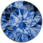 Brilliant Blue round cut diamond from human hair, frontal view