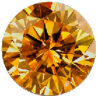 Brilliant Orange-Yellow round cut diamond from human hair, frontal view