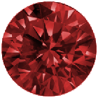 Brilliant Red round cut diamond from human hair, frontal view