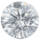 Brilliant White round cut diamond from human hair, frontal view