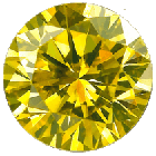 Brilliant Yellow-Green round cut diamond from human hair, frontal view