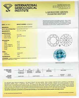 Heart In Diamond Certificate -- International Gemological Institute