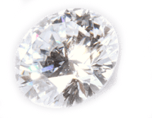Brilliant White round cut diamond from human hair, frontal view