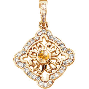Vintage Round Cut Center 14K Yellow Gold Pendant Setting