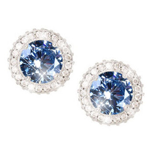 4-Prong Round Cut 14K White Gold Earrings Setting 