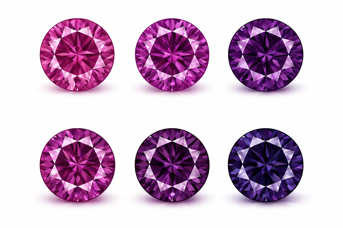 Examples of the Heart In Diamond purple tint range