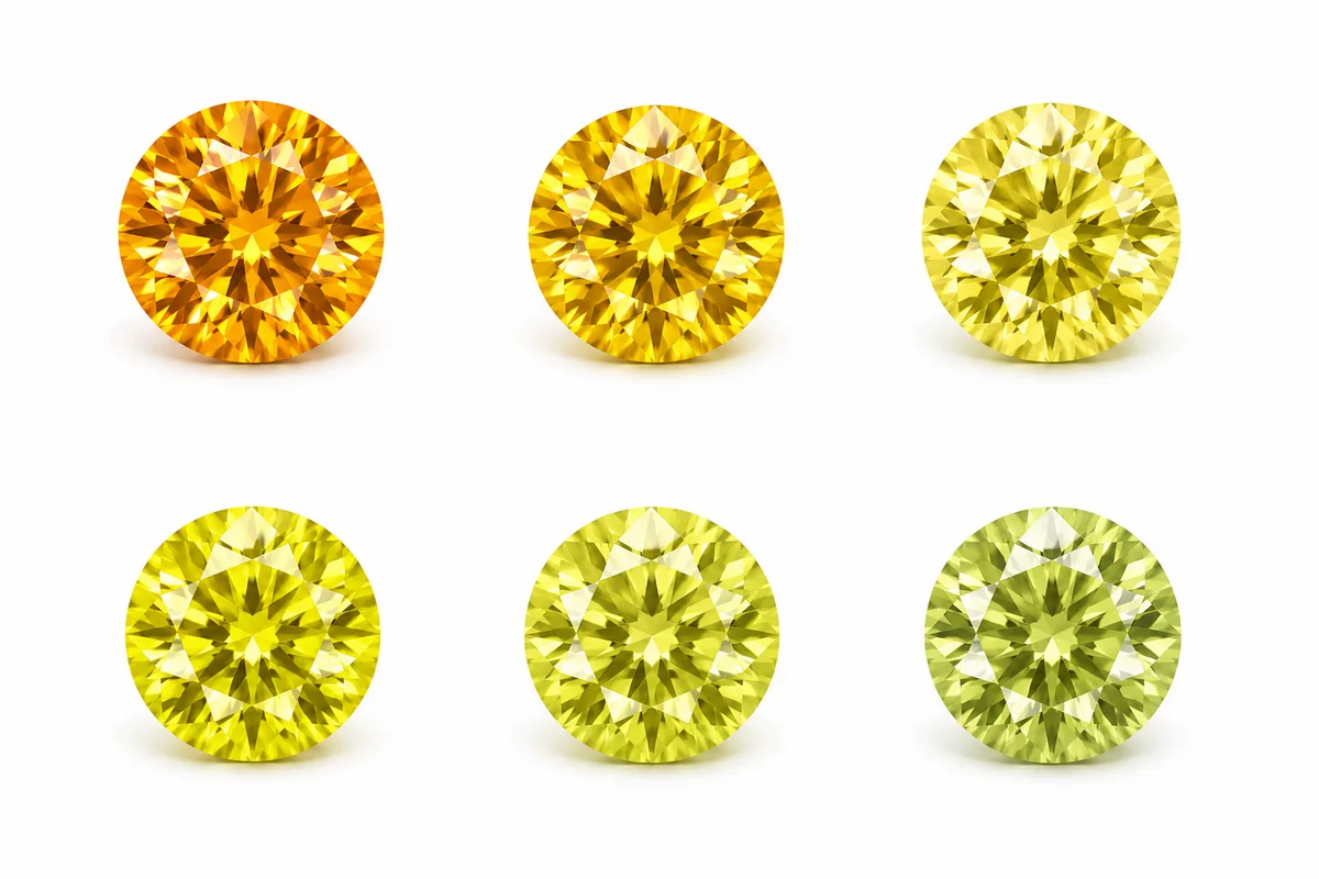 Examples of the Heart In Diamond yellow tint range