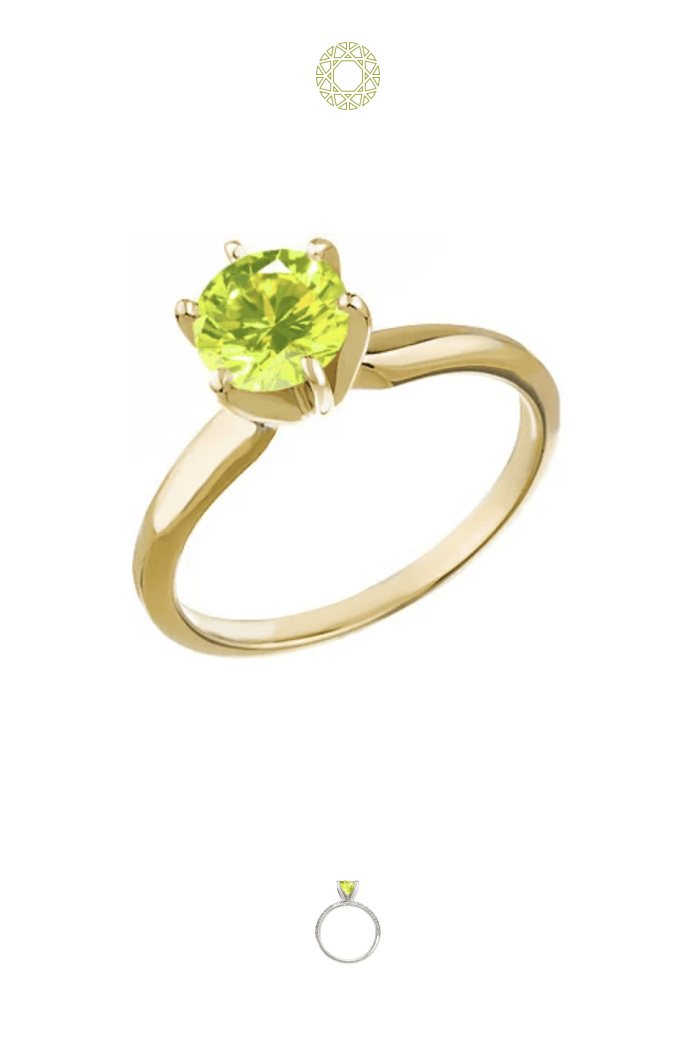 Anillo clásico de oro amarillo de 14K con solitario de 6 puntas