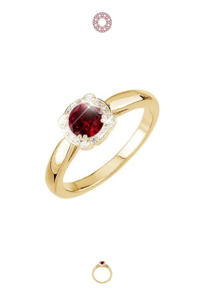 Anillo de compromiso de oro blanco de 14K con diamante color rojo